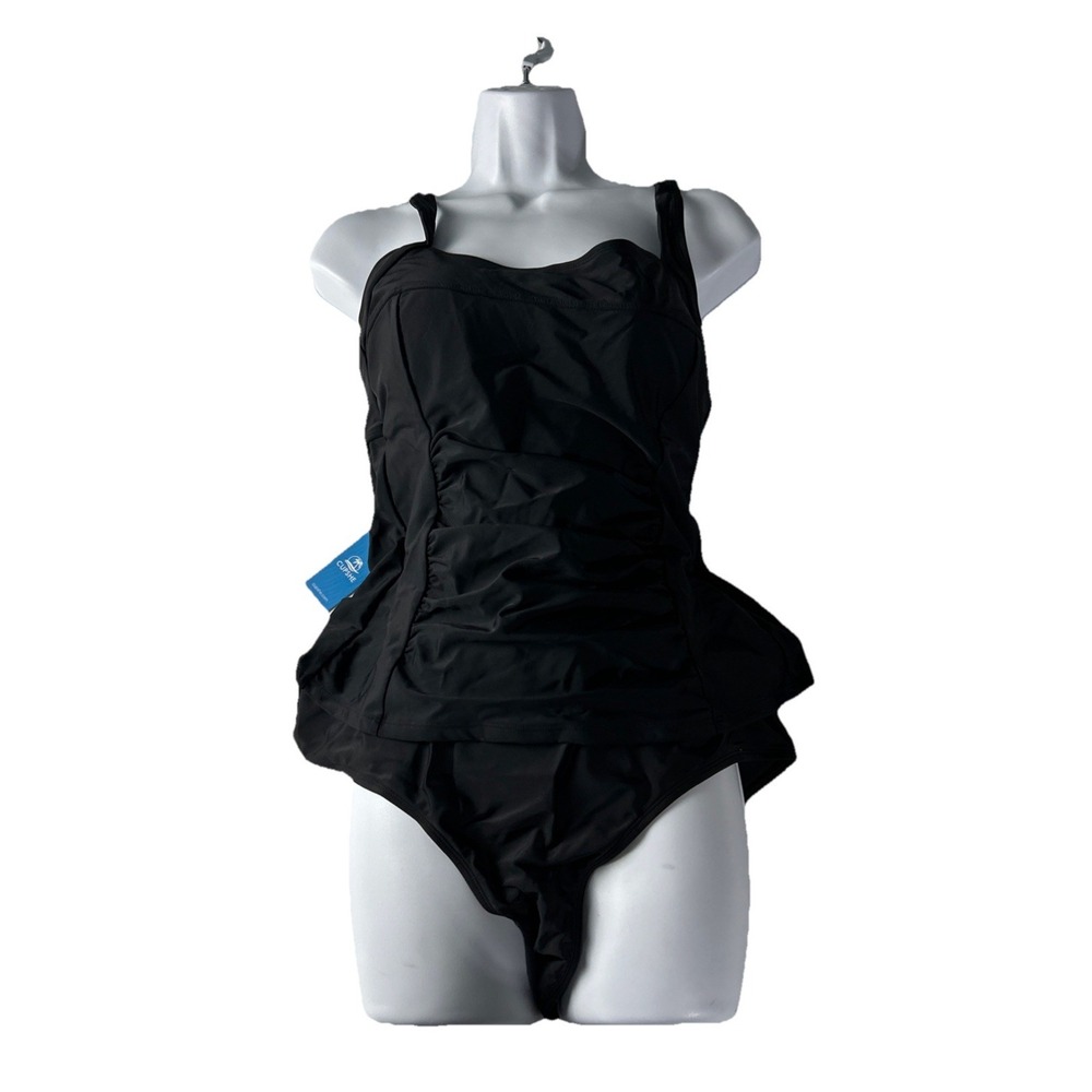 Cupshe Tankini Swimsuit + Bottom XL Black Womens 2 Piece Swimwear Beach